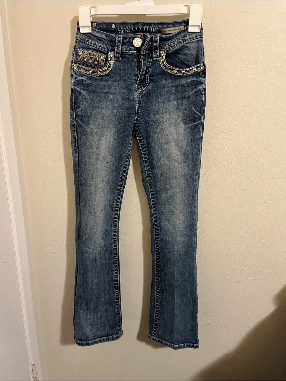 Sexy Couture juniors Embellished Bootcut Jeans - size 1 Blue